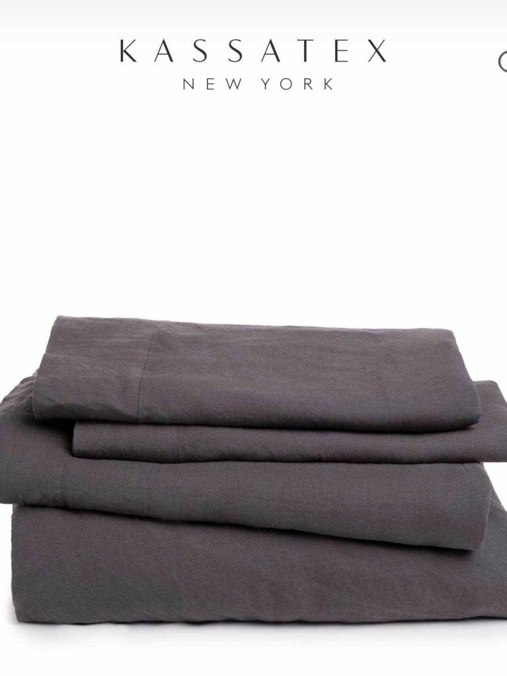Kassatex Linen Bamboo King Fitted Sheet & Pillowcases - Coal
